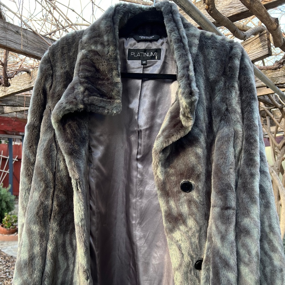 Sold - Platinum Faux Fur Women’s Dark Grey Coat